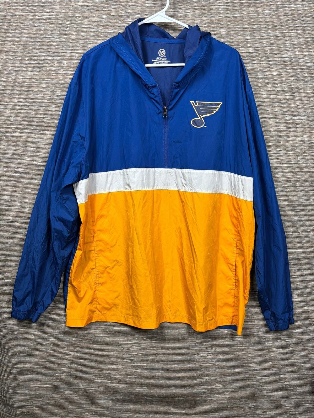 St Louis Blues Jacket Mens 2XL Blue NHL Hockey Hooded Pullover Windbreaker